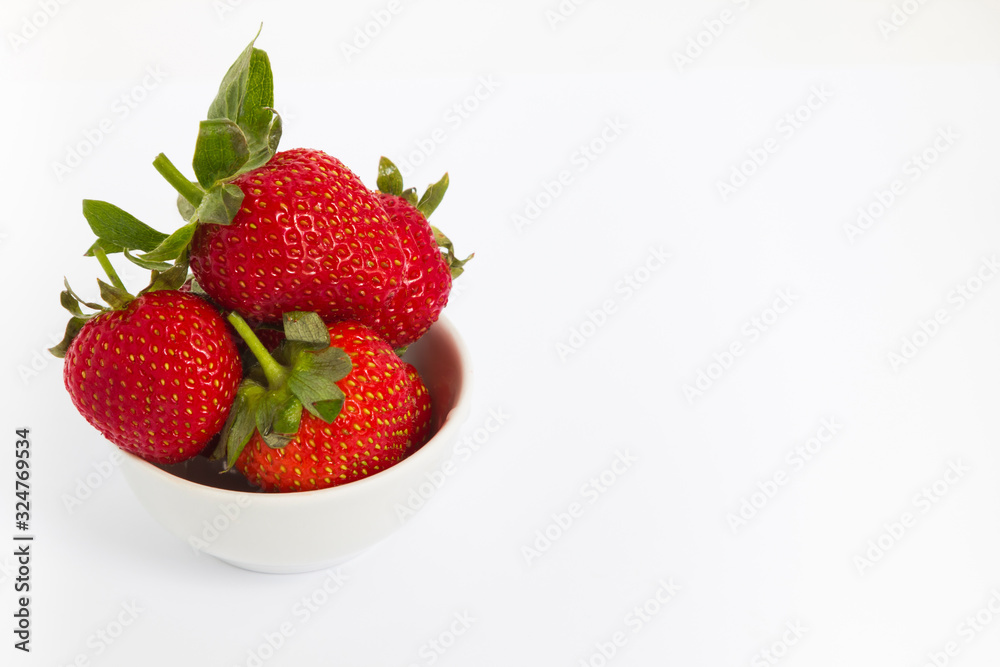 bowl with strawberries isolated on white background bowl with strawberries isolated on white background