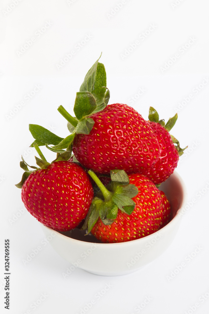 bowl with strawberries isolated on white background bowl with strawberries isolated on white background
