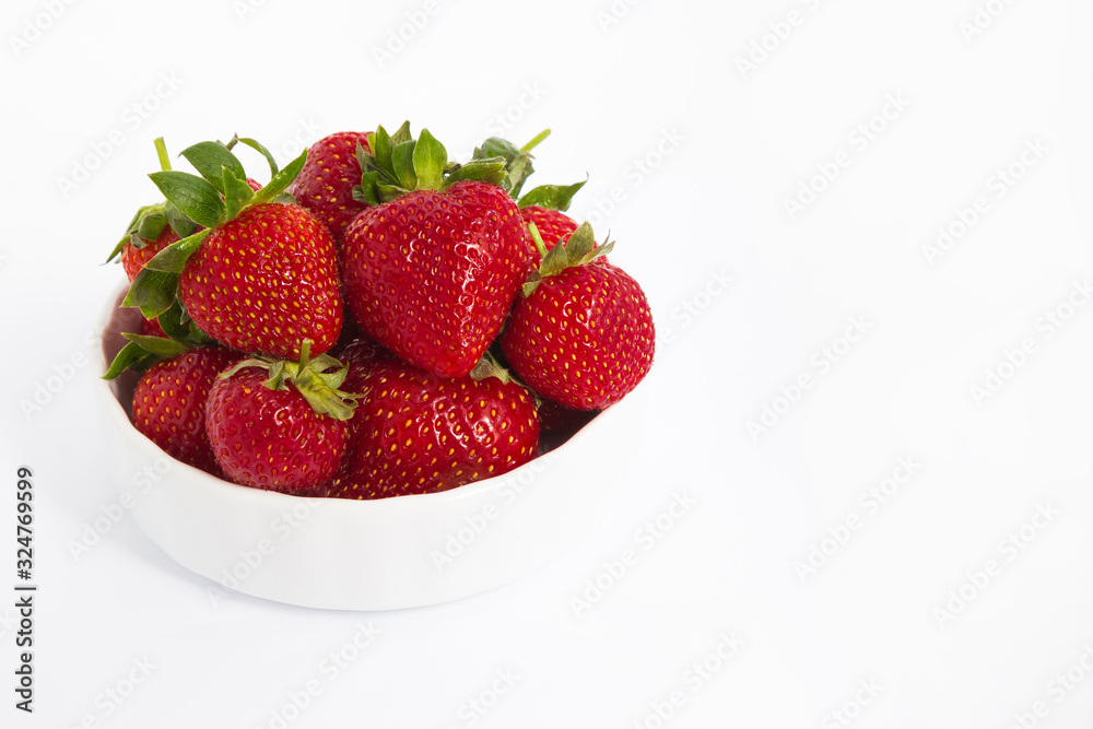 bowl with strawberries isolated on white background bowl with strawberries isolated on white background
