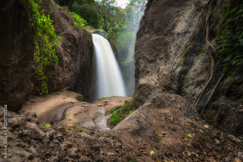 Fotografie View of Blawan waterfall in Java island, Indonesia.