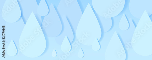Blue water droplets in paper effect background