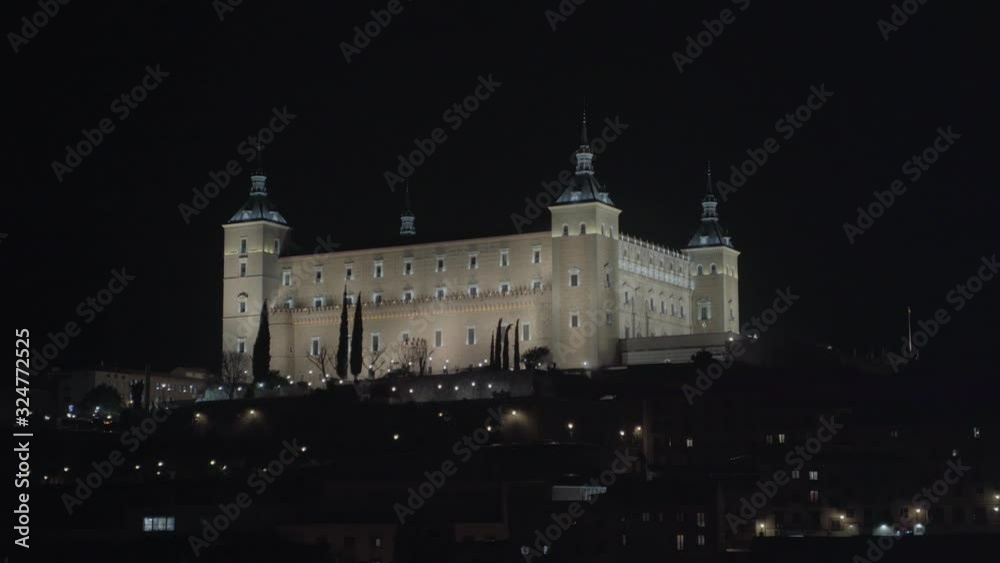 Alcázar de Toledo army museum light up at night, Toledo, Spain Alcázar de Toledo army museum light up at night, Toledo, Spain