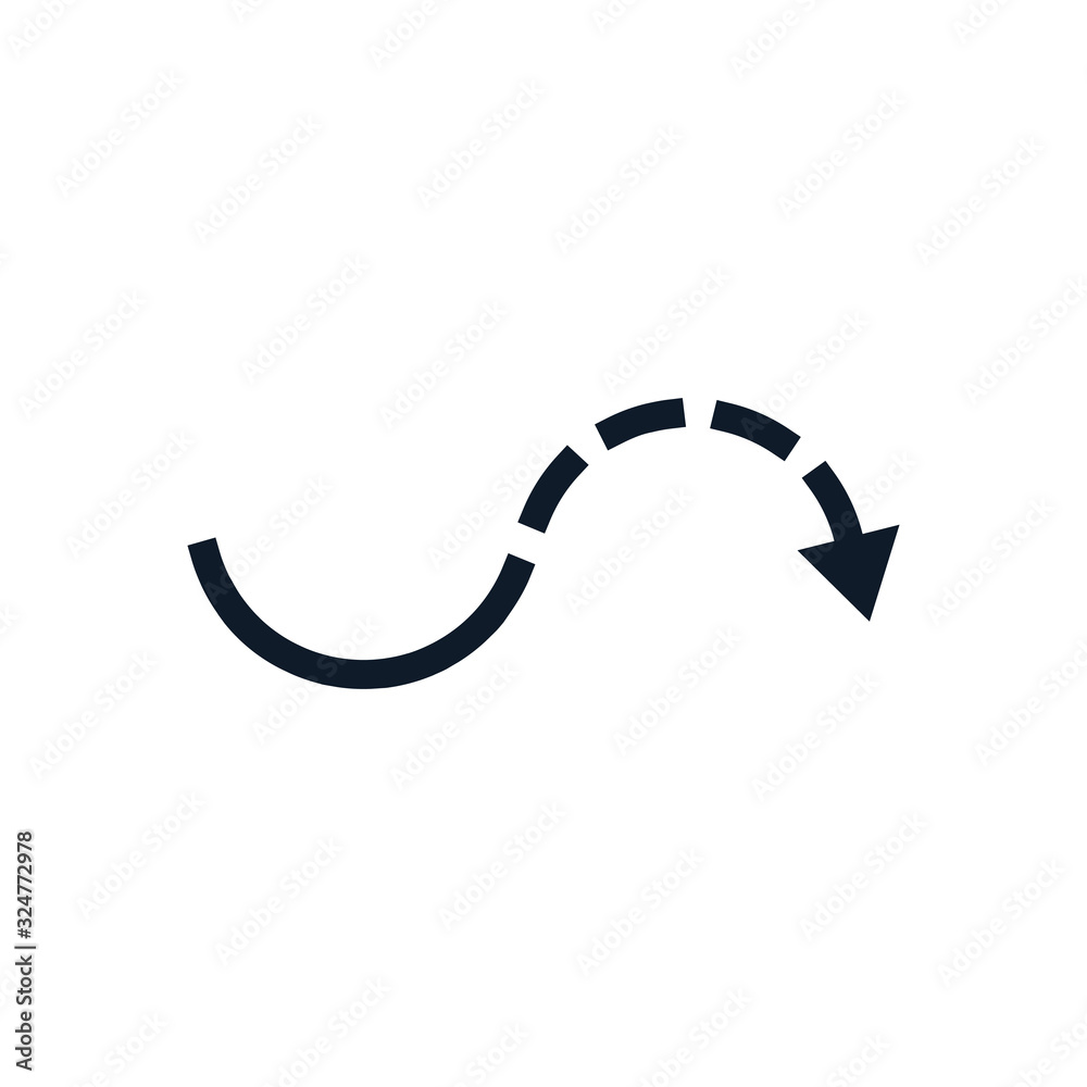 Half dashed curve arrow icon. go around the object. Stock Vector illustration isolated on white background.