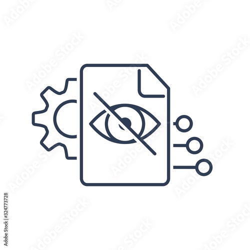 Encrypt a document. Vector linear icon on a white background.