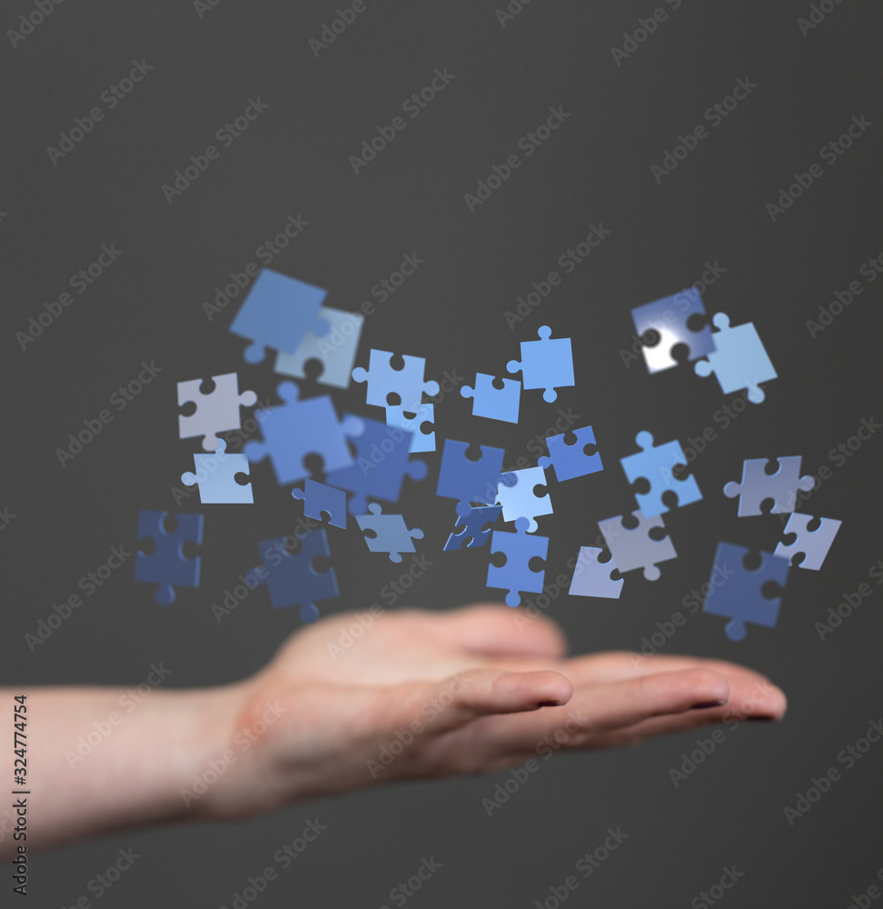 puzzle hand solution concept business.
