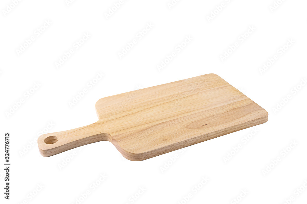 Square wood chopping block On a white background