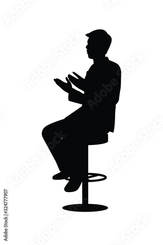 Business man sits on chair silhouette vector