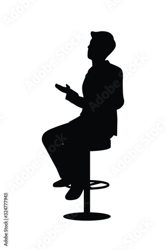 Business man sits on chair silhouette vector