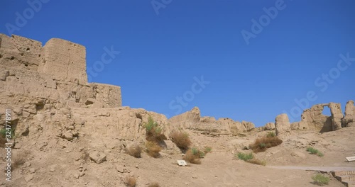 Landscape view of the Ruins of Jiaohe in Xinjiang Province China.