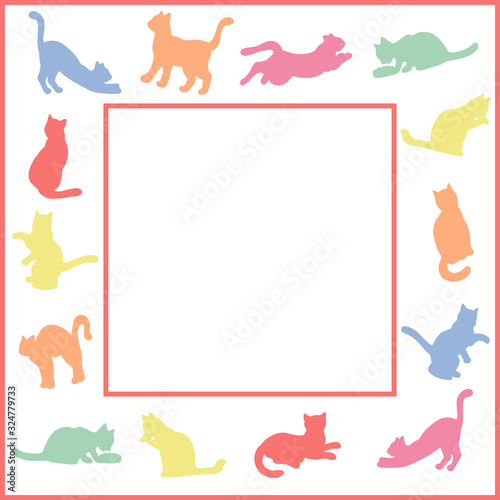 Bright children's frame with cat silhouettes