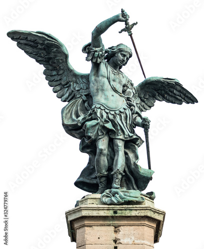 Принти на полотні Bronzestatue des Erzengels Michael auf der Engelsburg