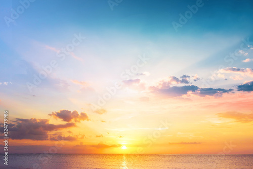Fototapeta Naklejka Na Ścianę i Meble -  Environment Day Concept: Beautiful sunset on the beach and sea