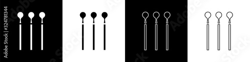 Set Matches icon isolated on black and white background. Vector Illustration