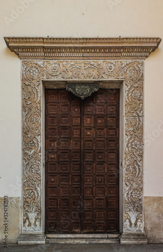 Portal of an old Church. Mantua. Italy.