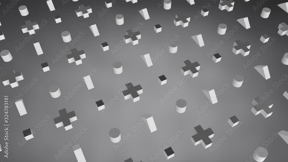 3D grey forms moving 3D grey forms moving