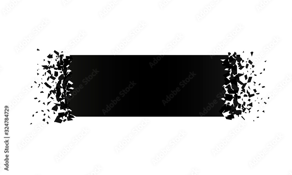 Exploding Rectangle With Debris Isolated Black Rectangle On White Background Concept Template For Sale 3d Effect Of Particles Vector Illustration Eps 10 Stock Vector Adobe Stock