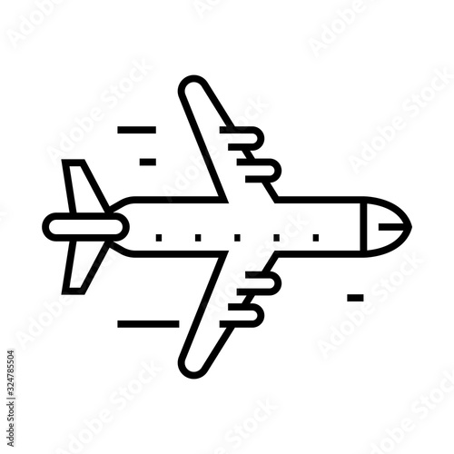 Aeroplane line icon, concept sign, outline vector illustration, linear symbol.