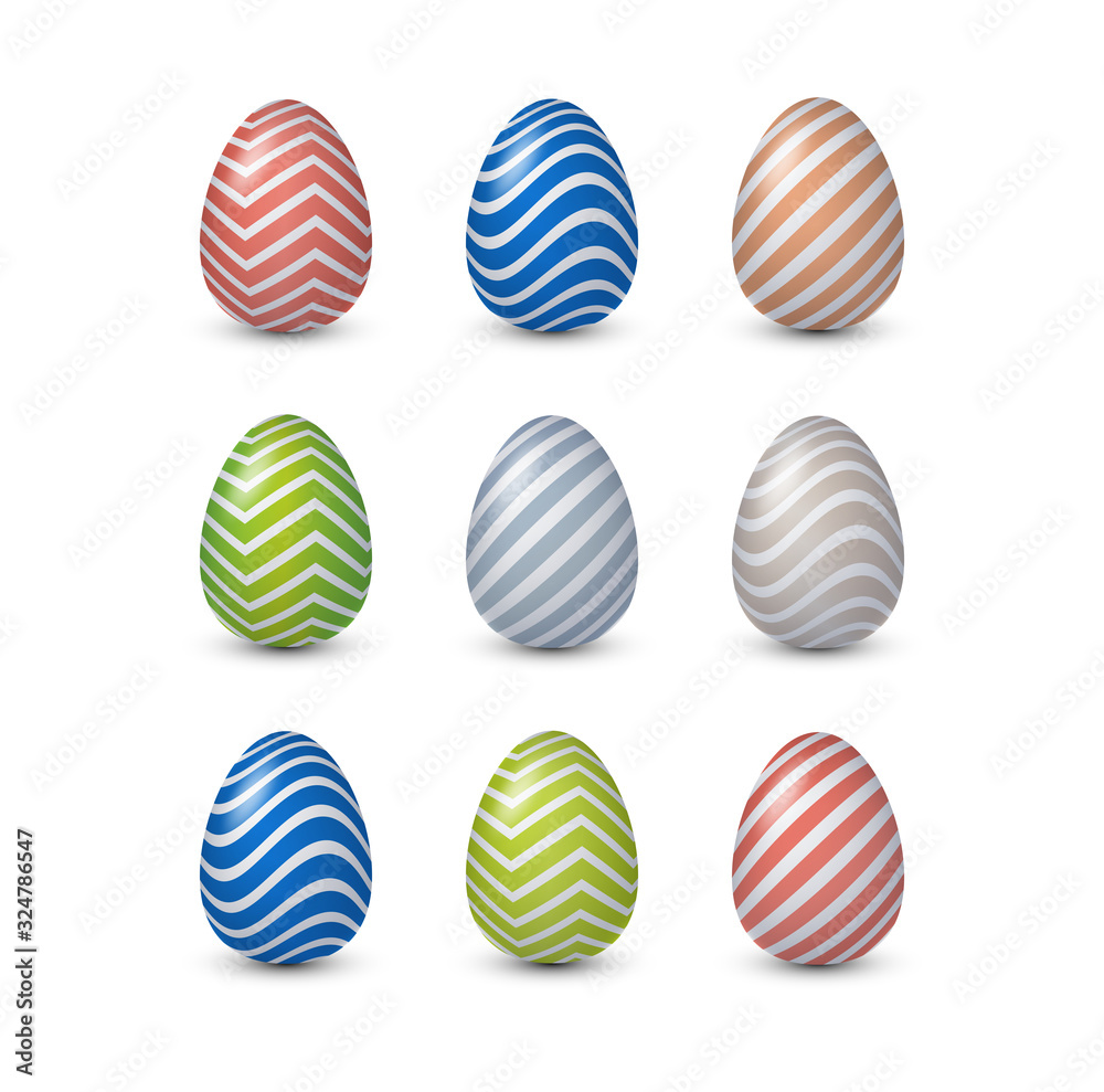 Realistic 3d easter eggs set in modern snorkel palette, classic blue, vector illustration Realistic 3d easter eggs set in modern snorkel palette, classic blue, vector illustration
