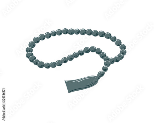 prayer beads, islamic rosary with tassel isolated on white background