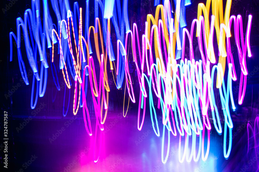 Abstract background of Blurry colorful of motions lights graphic design.