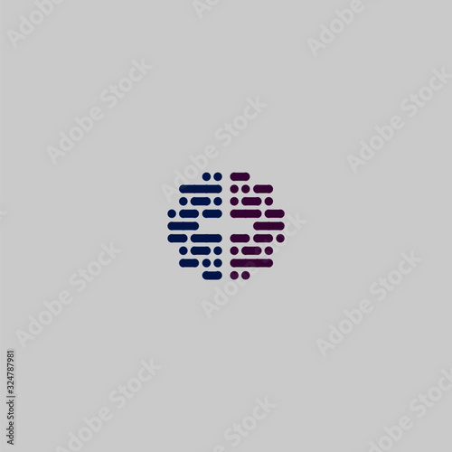 Brain logo artificial intelligence with lines and dots