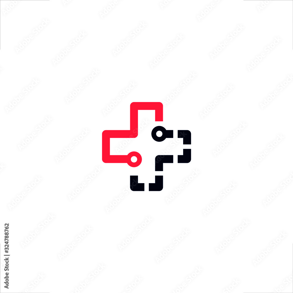 Obraz premium Plus logo cross lines direction dots