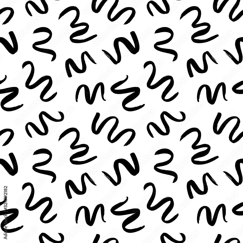 Black scrawls vector seamless pattern. Thin ink brush scribbles decorative monochrome texture. Black scrawls vector seamless pattern. Thin ink brush scribbles decorative monochrome texture.