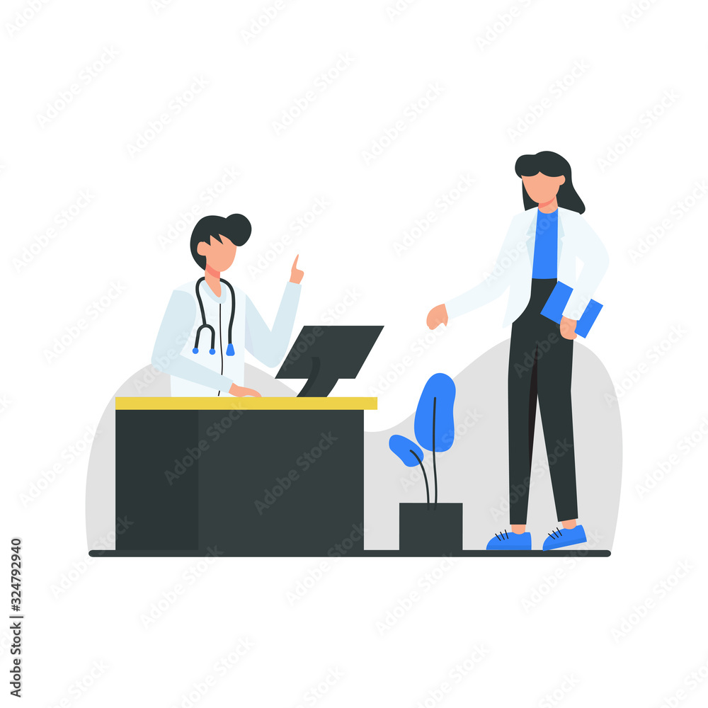 Dentist discuss and check the dental health of patients vector illustration Dentist discuss and check the dental health of patients vector illustration