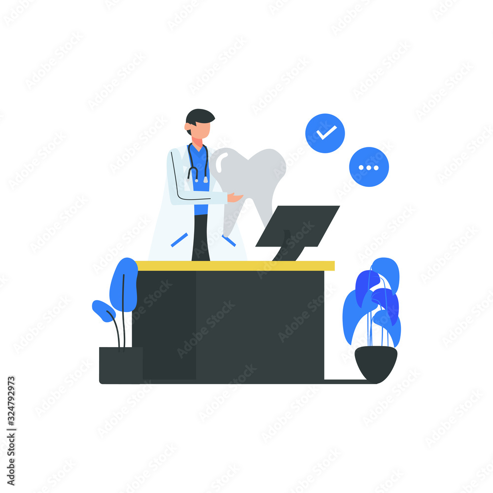 Dentist discuss and check the dental health of patients vector illustration Dentist discuss and check the dental health of patients vector illustration