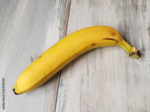 Single organic banana close up