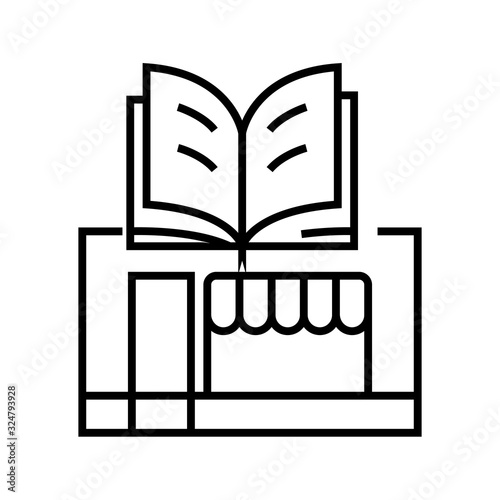 Bookstall line icon, concept sign, outline vector illustration, linear symbol.