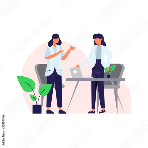 a patient consulted a beauty doctor about her body care vector illustration