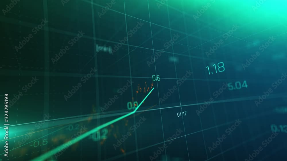 Financial graph showing statistics, prices falling, stock market crash, crisis, inflation rate. Electronic chart with stock market fluctuations abstract concept.