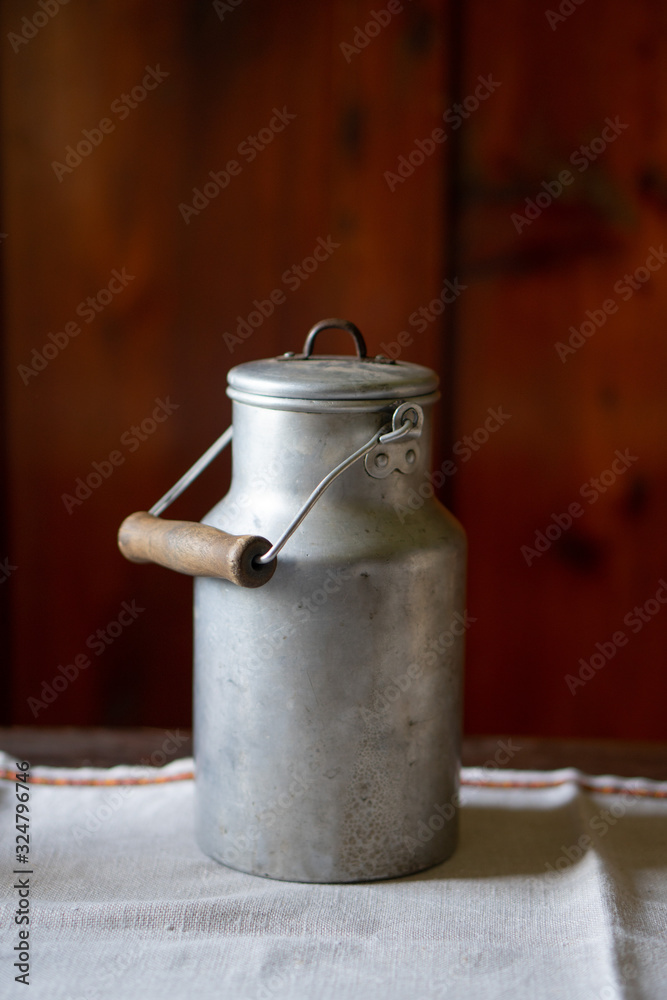 retro milk can on the table