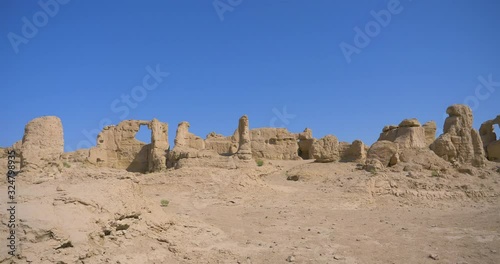 Landscape view of the Ruins of Jiaohe in Xinjiang Province China.