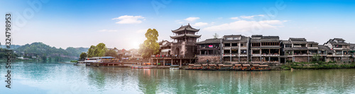 Canvas Print Architectural street of Huanglongxi ancient town, Chengdu..