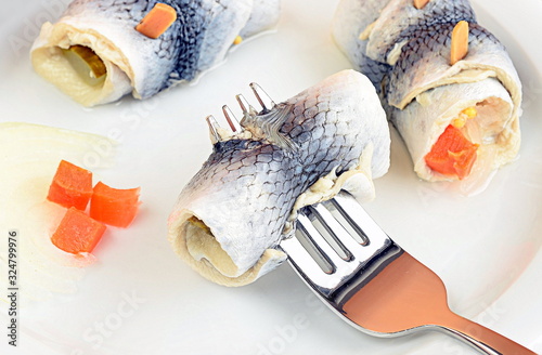 Bild auf Leinwand Rollmops Katerfrühstück