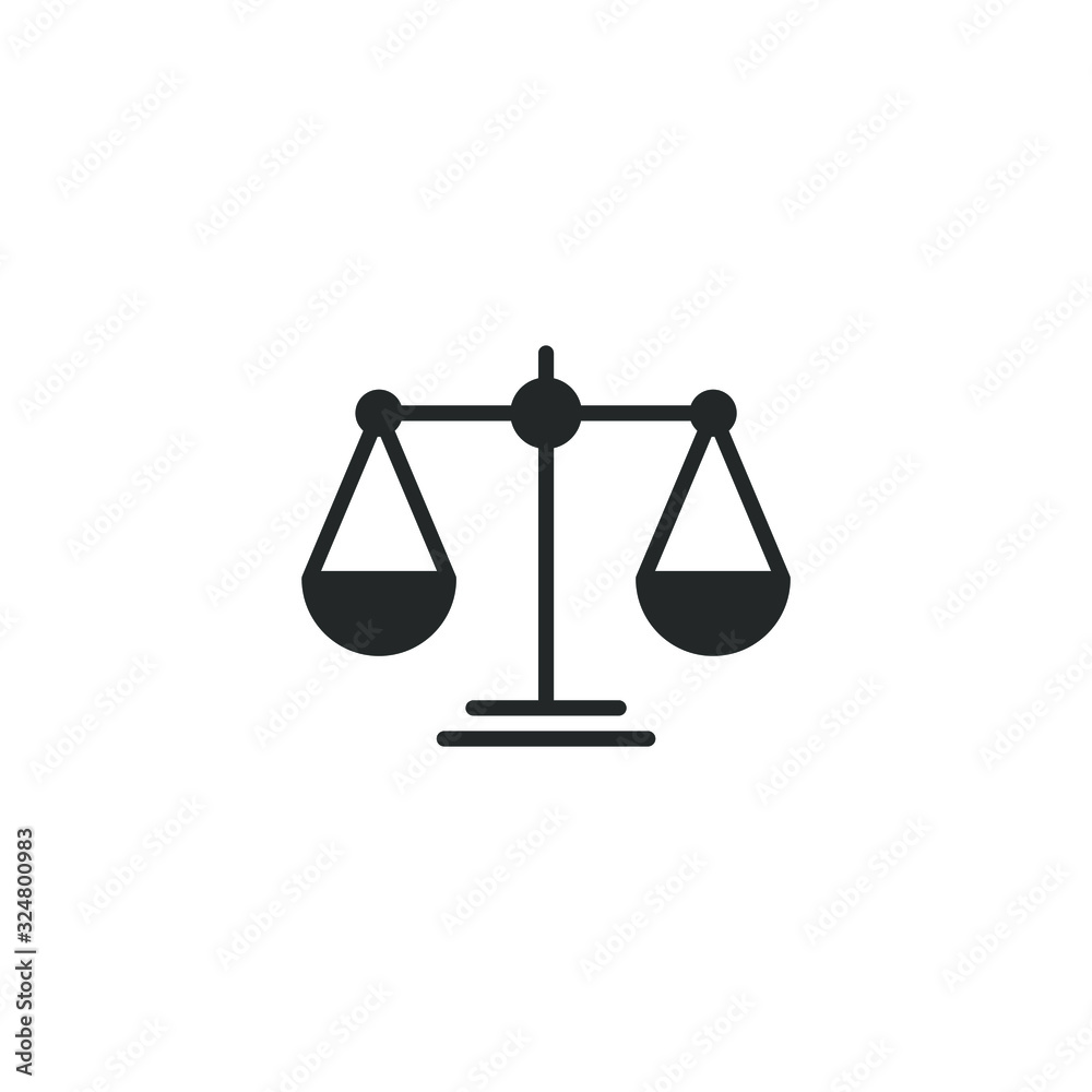 Law scale icon template color editable. Law scale symbol vector sign isolated on white background illustration for graphic and web design.