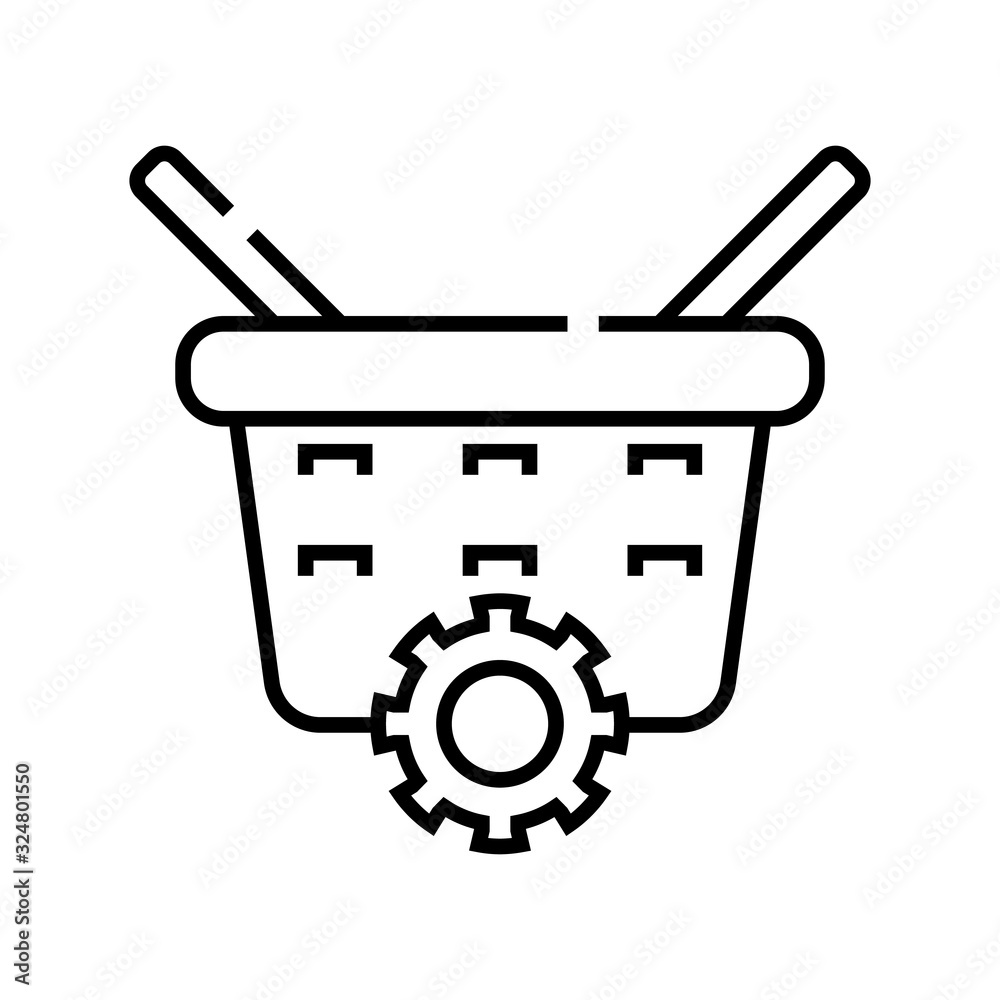 Basket changing line icon, concept sign, outline vector illustration, linear symbol. Basket changing line icon, concept sign, outline vector illustration, linear symbol.