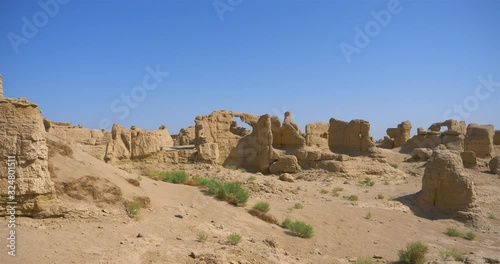 Landscape view of the Ruins of Jiaohe in Xinjiang Province China.