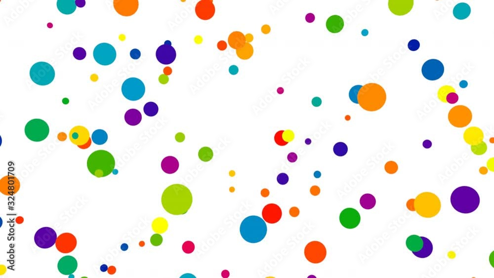 Randomly Moving Colorful Polka Dots Pattern of Flying Circle Shapes - 4K Seamless Loop Motion Background Animation