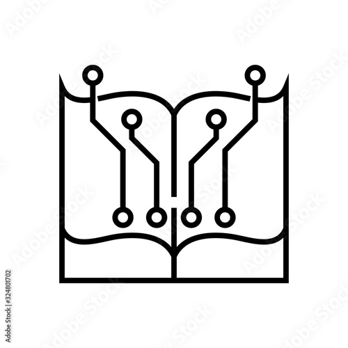 Book linking line icon, concept sign, outline vector illustration, linear symbol.