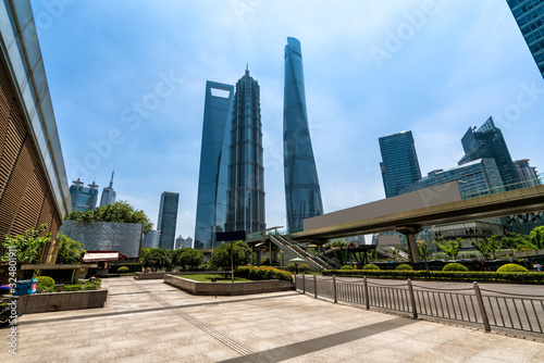 Road Street Shanghai Lujiazui Financial District building office building..