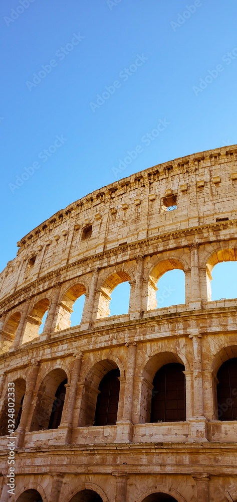 The Coliseum or Flavian Amphitheatre (Amphitheatrum Flavium or Colosseo), Rome, Italy
