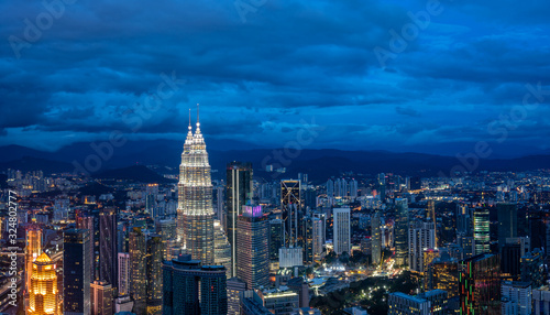 Photography panoramic city skyline in kuala lumpur