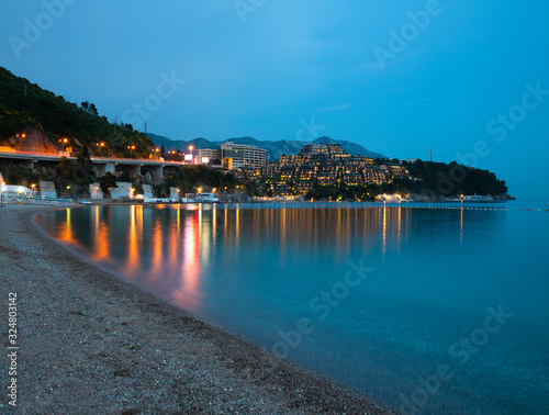 View of Budva in the autumn evening, Montenegro photo