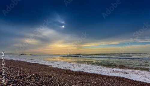 yellow sunset ocean travel tide blue sky summer landscape