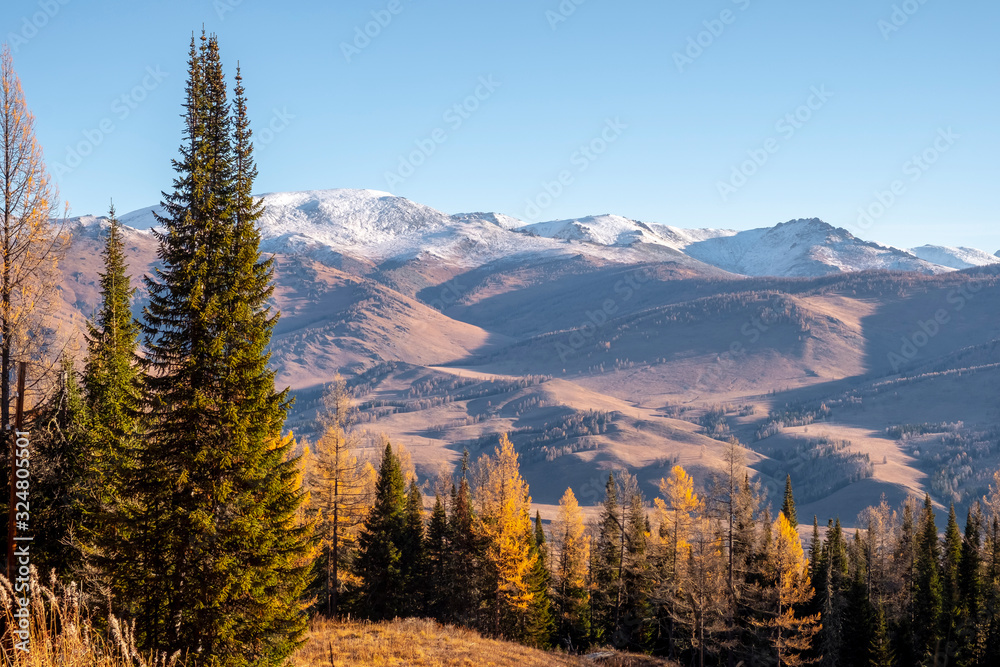 Beautiful landscape of Altai mountains in autumn. Kazakhstan nature.