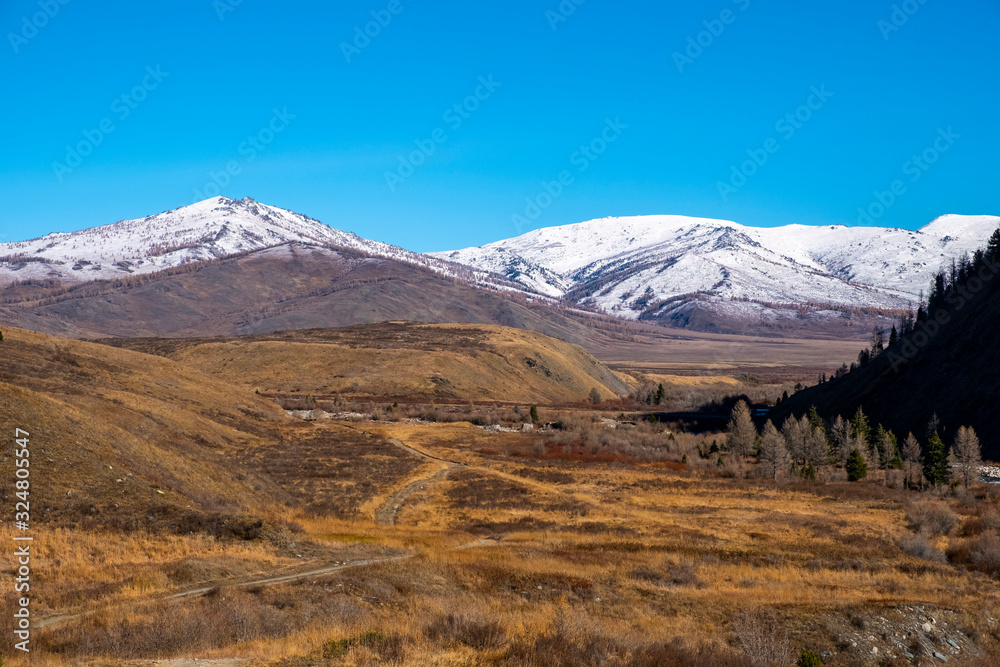 Beautiful landscape of Altai mountains in autumn. Kazakhstan nature.