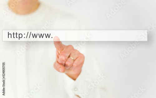 Finger of hand prints internet web address starting with www